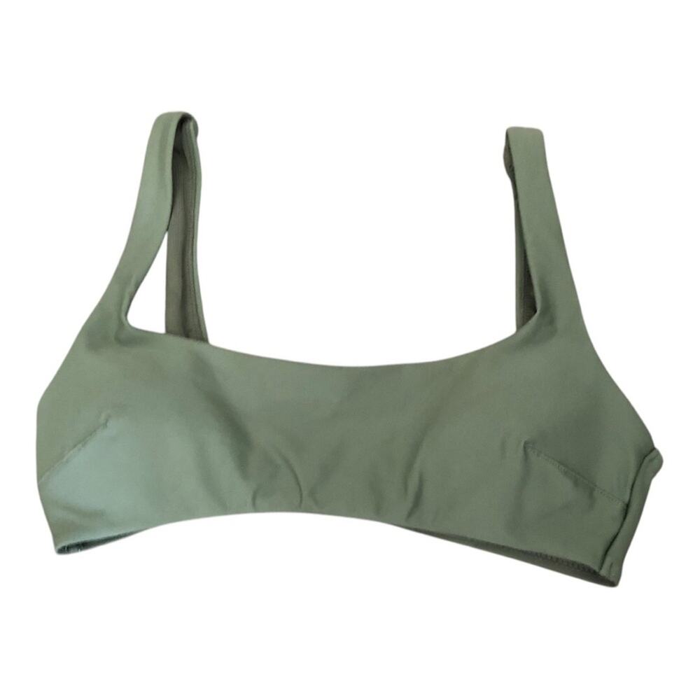 Aerie NWT Wide Strap Scoop Bikini Top Olive Green Small Removable Pads Swim Top